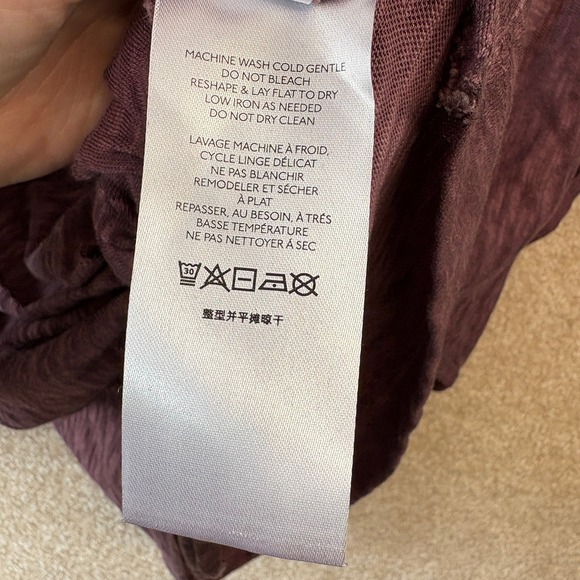 Anthropologie‎ Oversized Tee T-Shirt Size Small Purple Boxy Burnout Front Knot - Picture 5 of 7